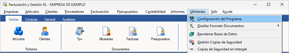 Configuración del Programa