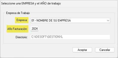 Seleccione una EMPRESA y el AÑO de trabajo