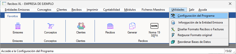 Configurar el programa